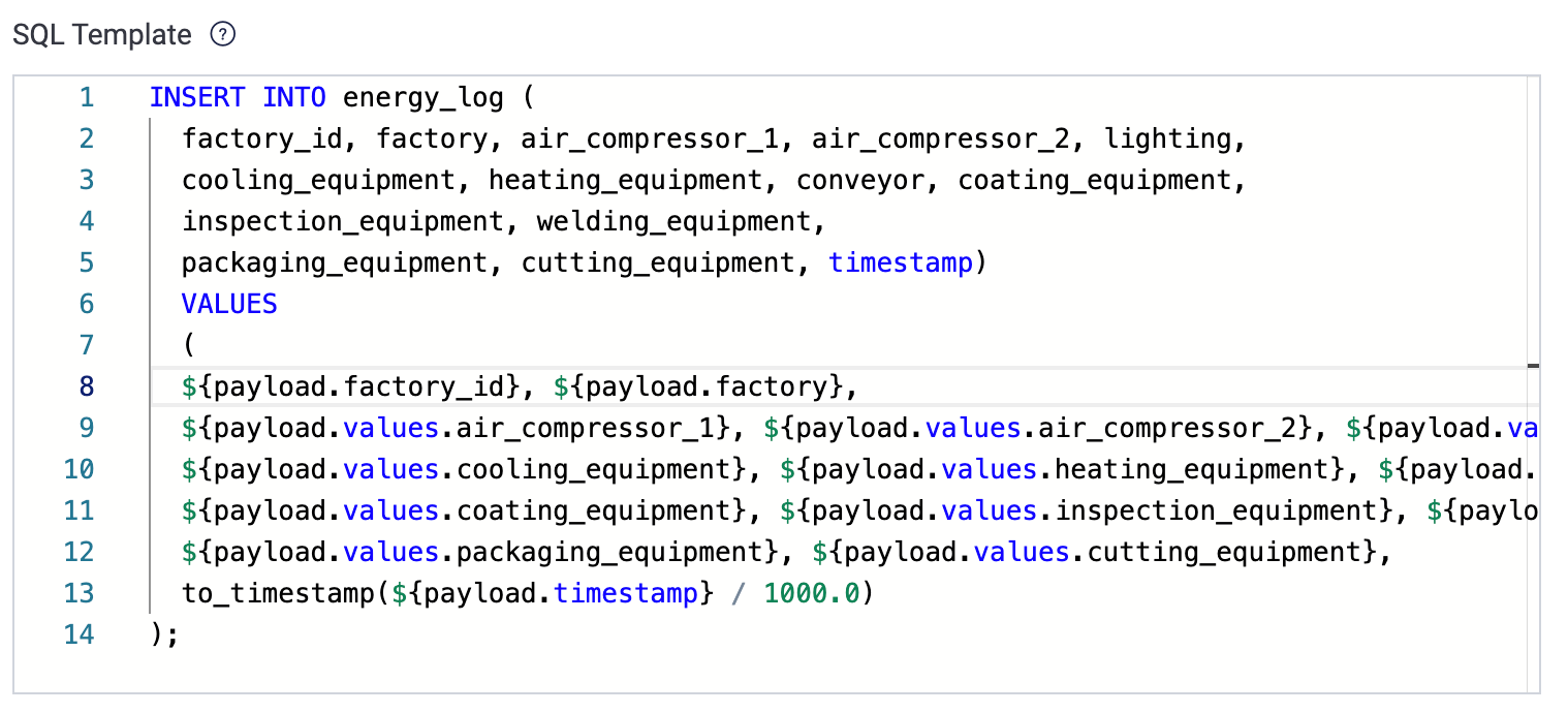 Configuring INSERT SQL