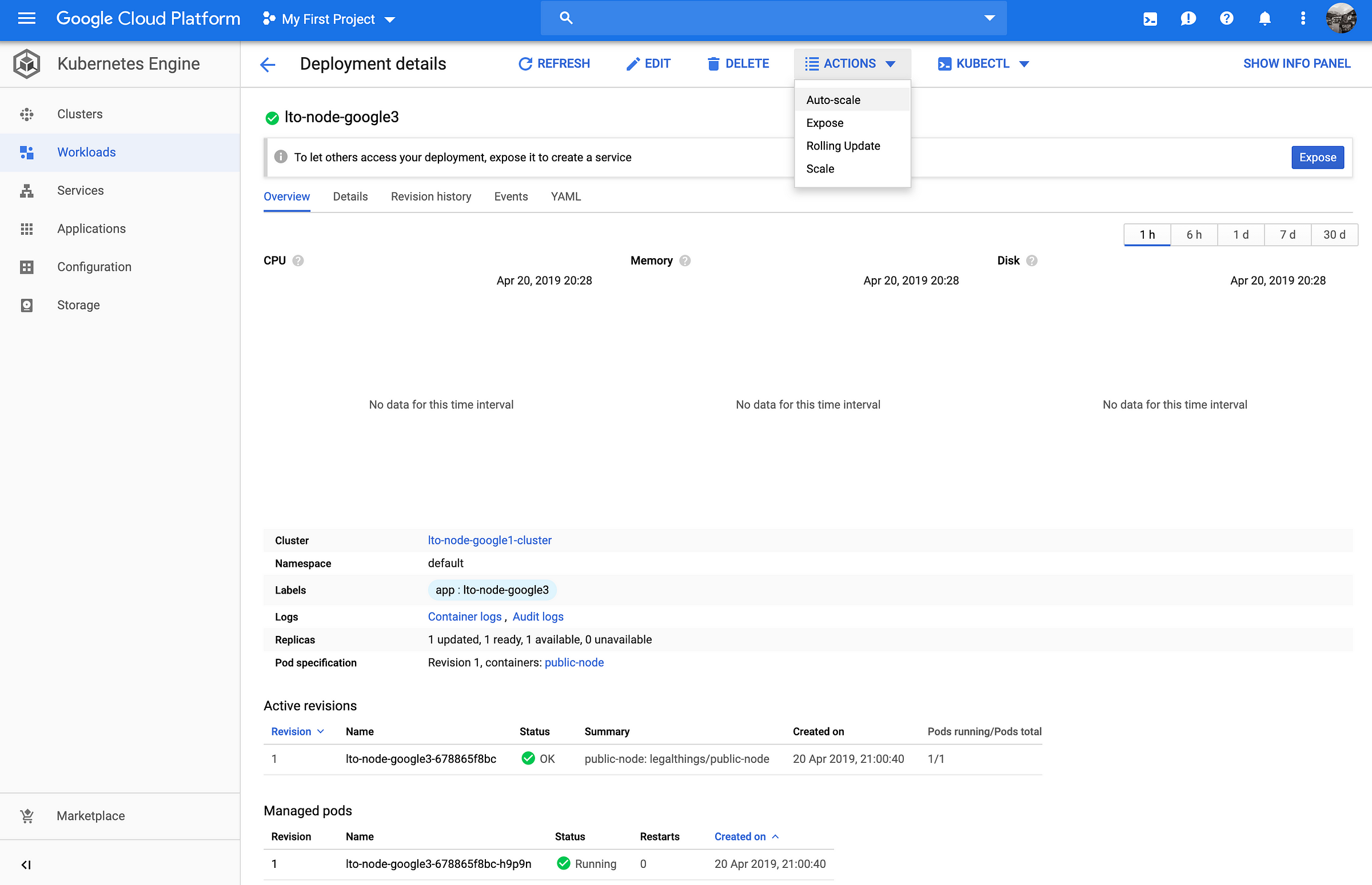 Google Cloud Platform — Step 1 to disable auto-scale