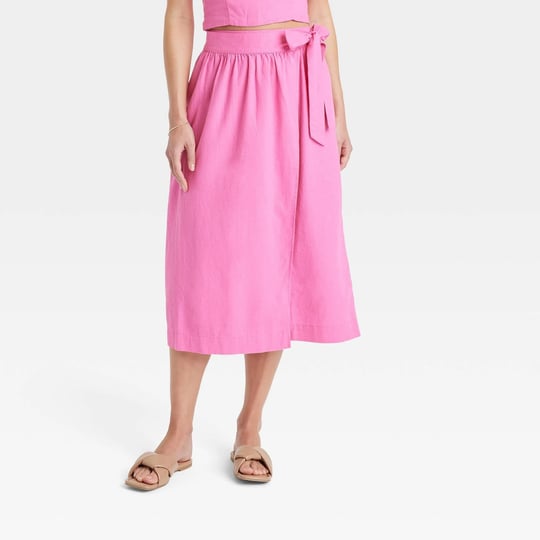 womens-linen-wrap-a-line-skirt-a-new-day-pink-xl-1