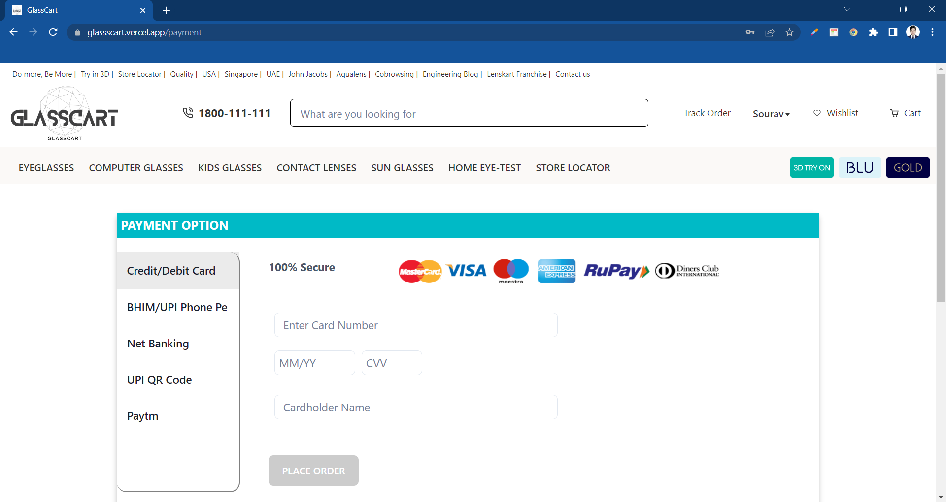 Payment page