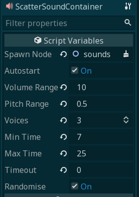 Scatter sound properties