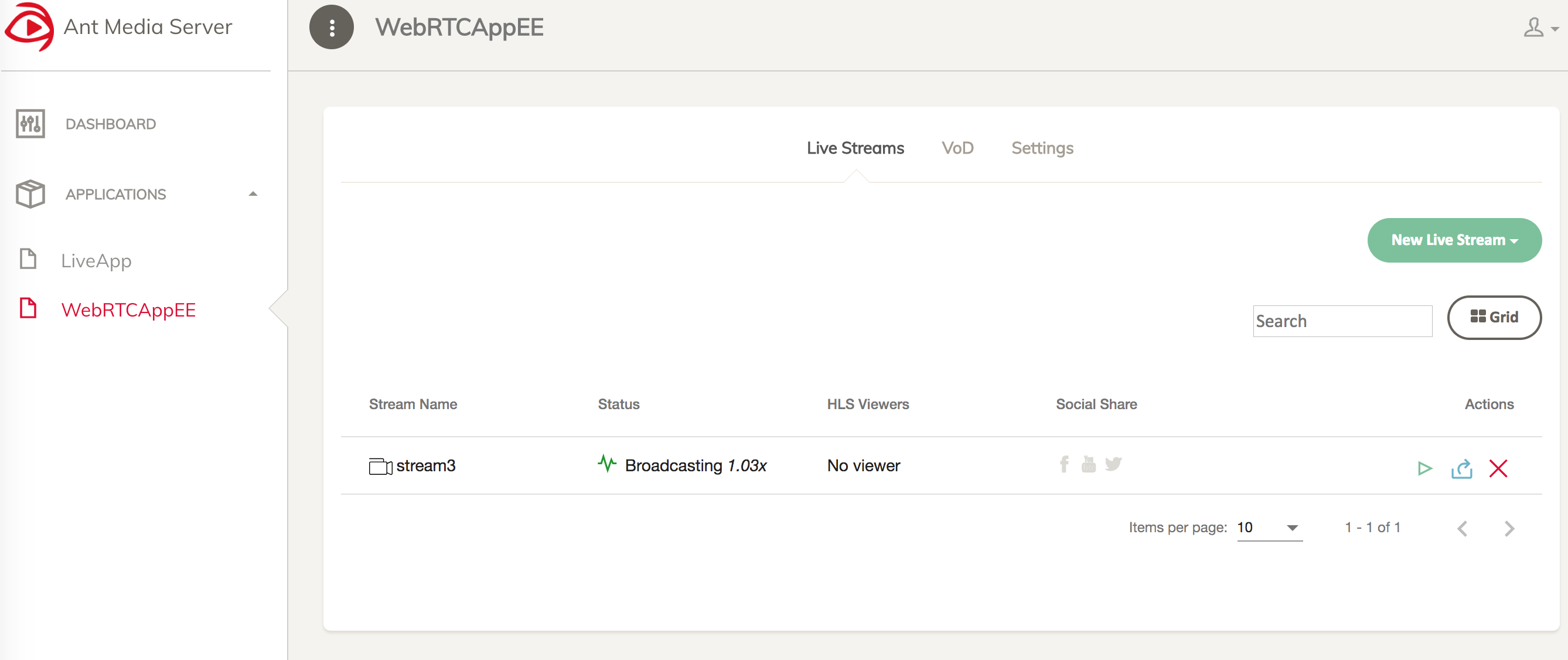 Ant Media Server Management Console 