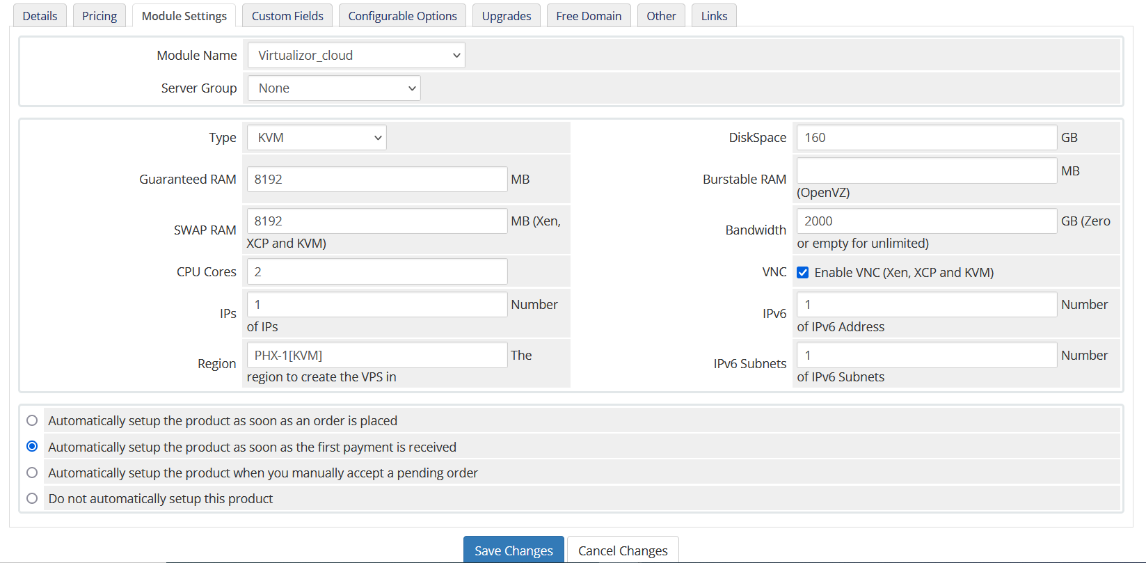 Configure Product Module Settings