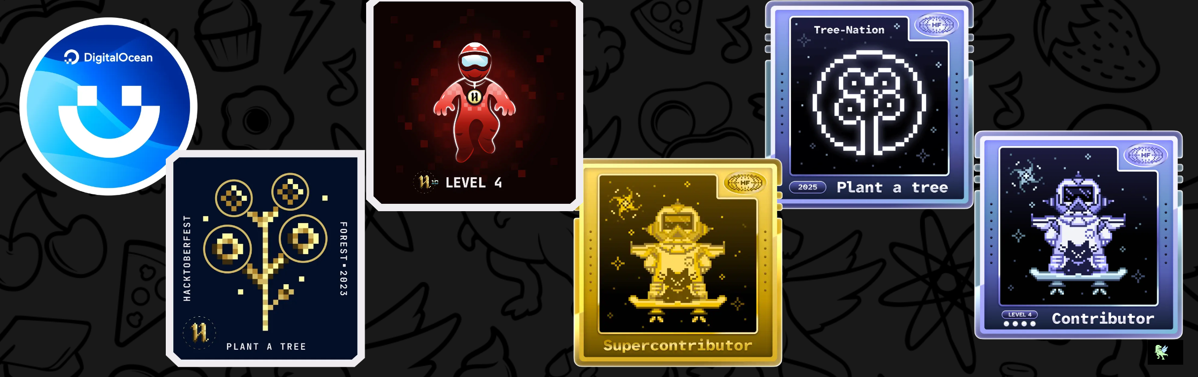 An image of @tigersharks's Holopin badges, which is a link to view their full Holopin profile