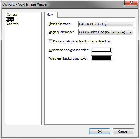 Void Image Viewer Options View