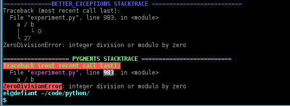 Hybrid better_exceptions and pygments