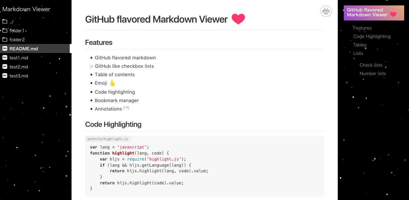 GitHub flavored Markdown Viewer Image