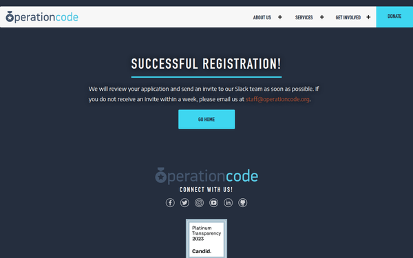 Screenshot of /join/success