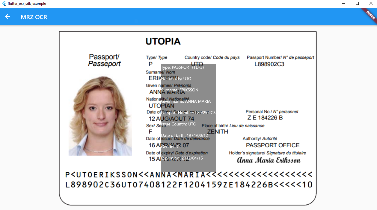 Flutter MRZ OCR in Windows