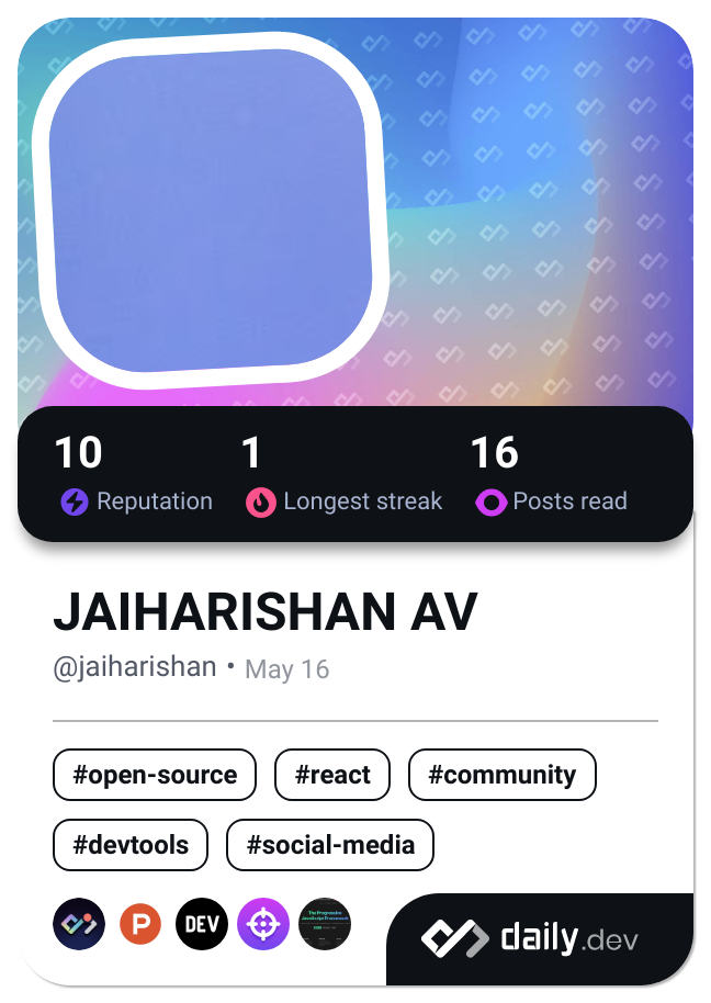 JAIHARISHAN AV's Dev Card