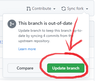 Click the "Update branch" button