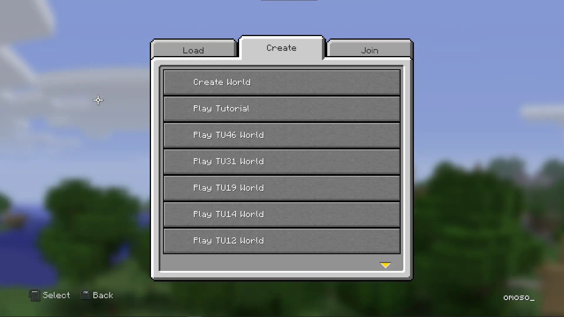 World Creation Screen