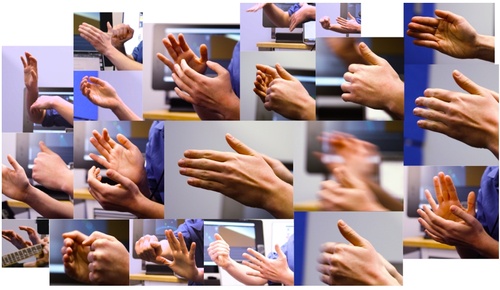 Various gestures made while playing the ScOTT a gestural music instrument built with Lemmings.
