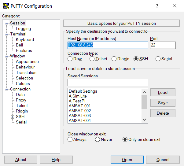PuTTY Configuration