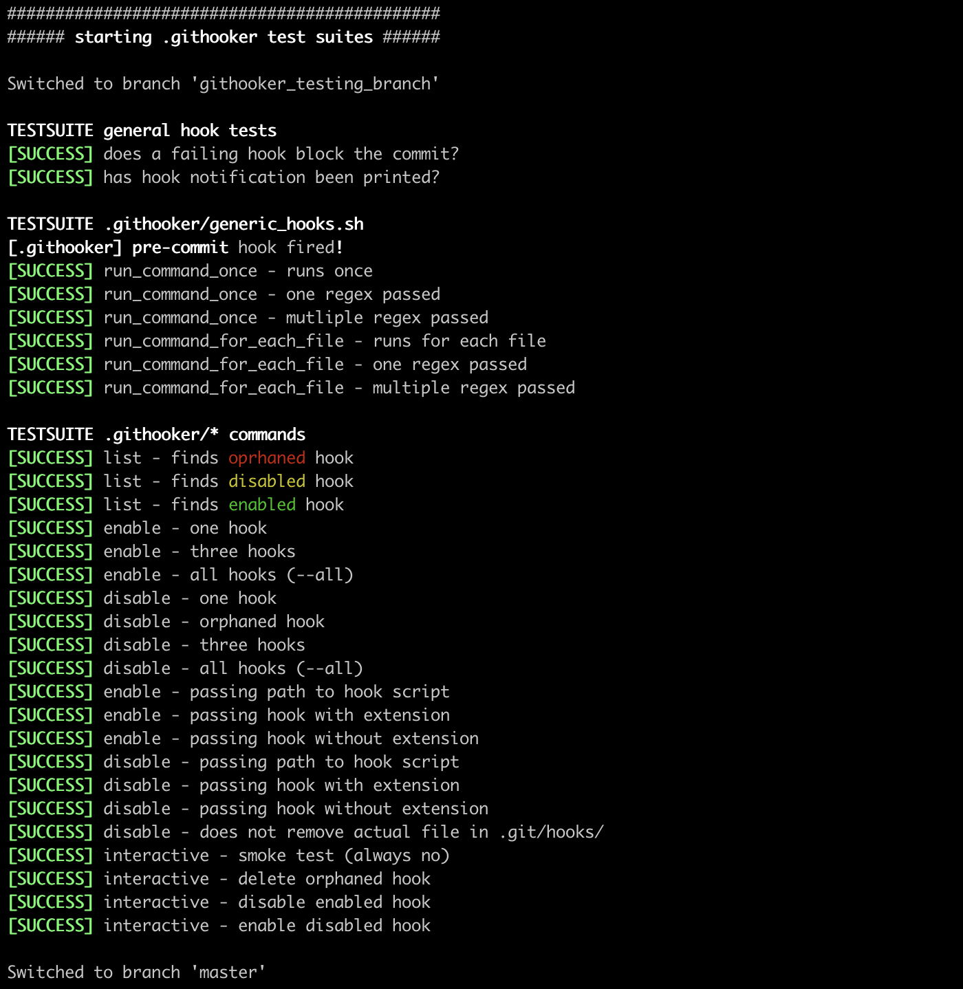 example output of test suites