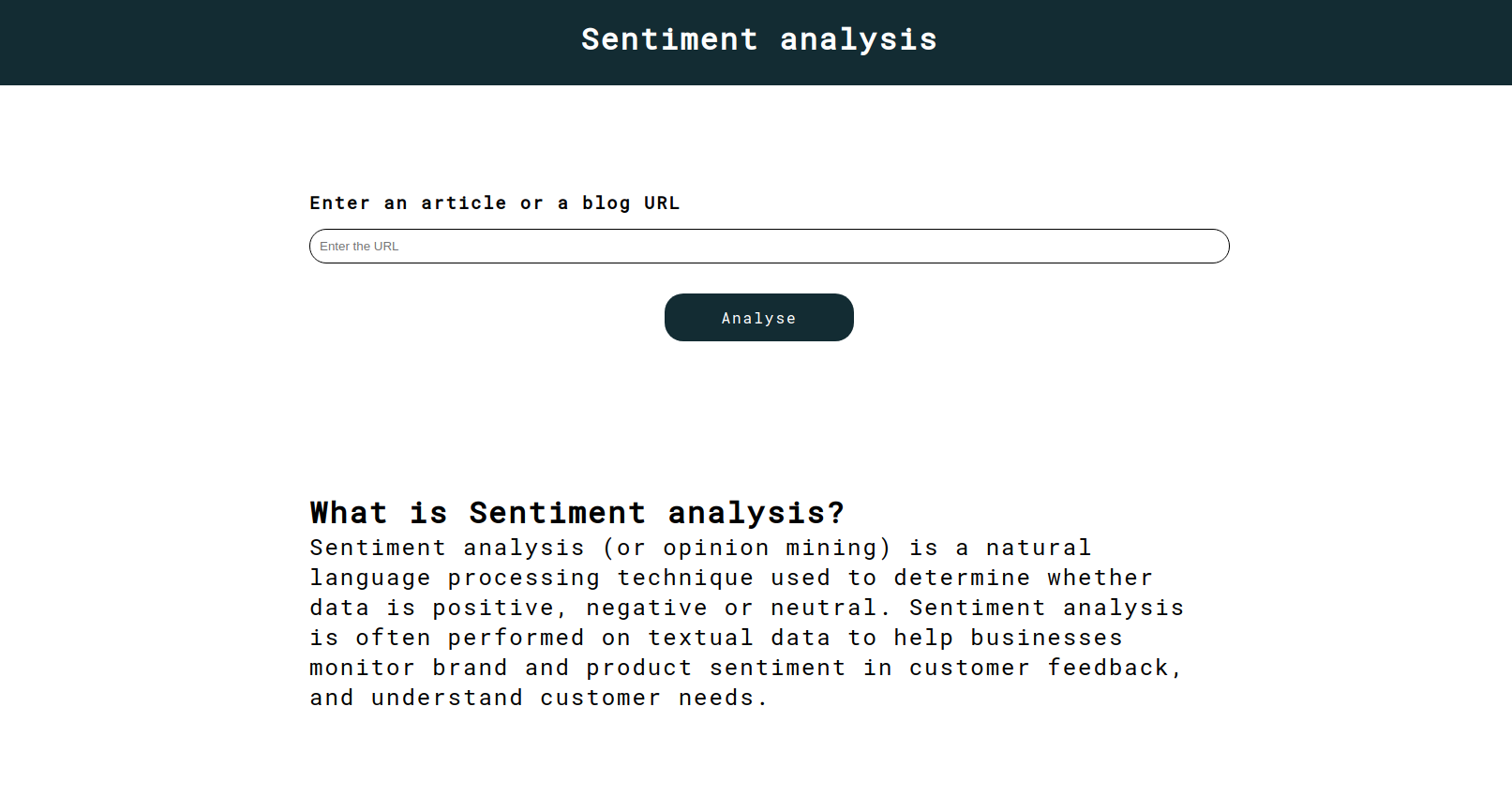 Sentiment analysis UI