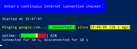 screenshot of checkInternetContinuous.ps1