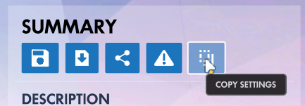 'Copy Settings' button