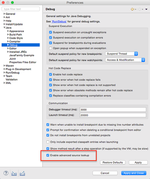 advanced source lookup