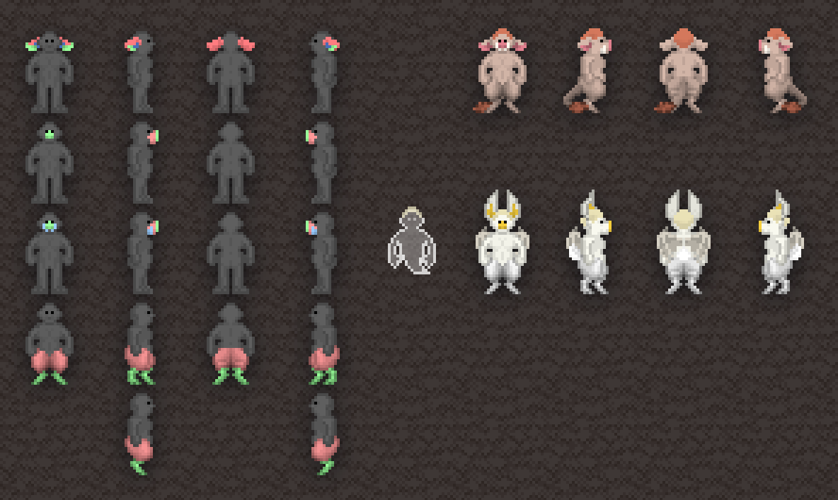 Sprite accessories with example characters