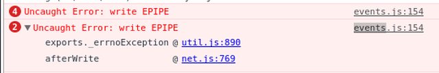 Uncaught Error: write EPIPE