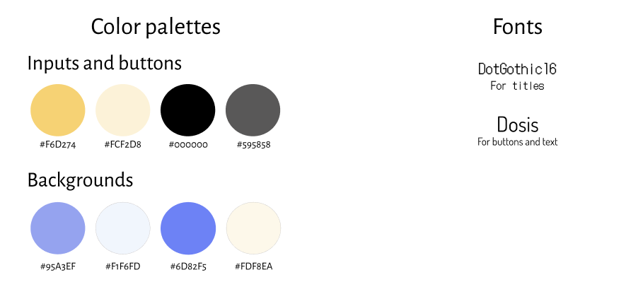 Color palettes and fonts