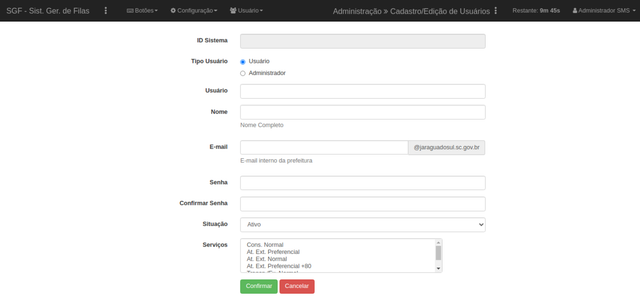 Painel Administrativo - Cadastro Usuário