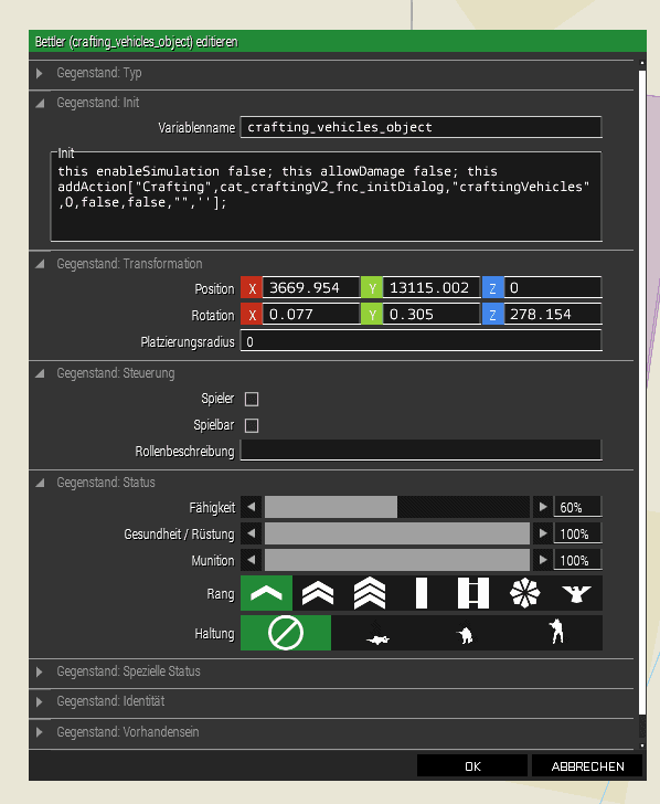 craftingV2 addAction example