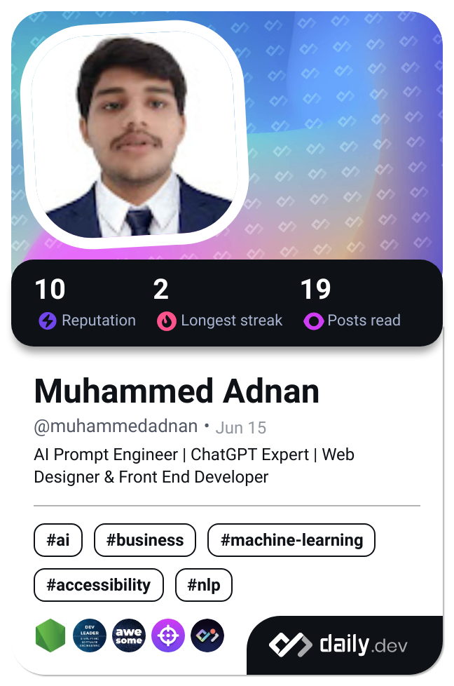 Muhammed Adnan's Dev Card