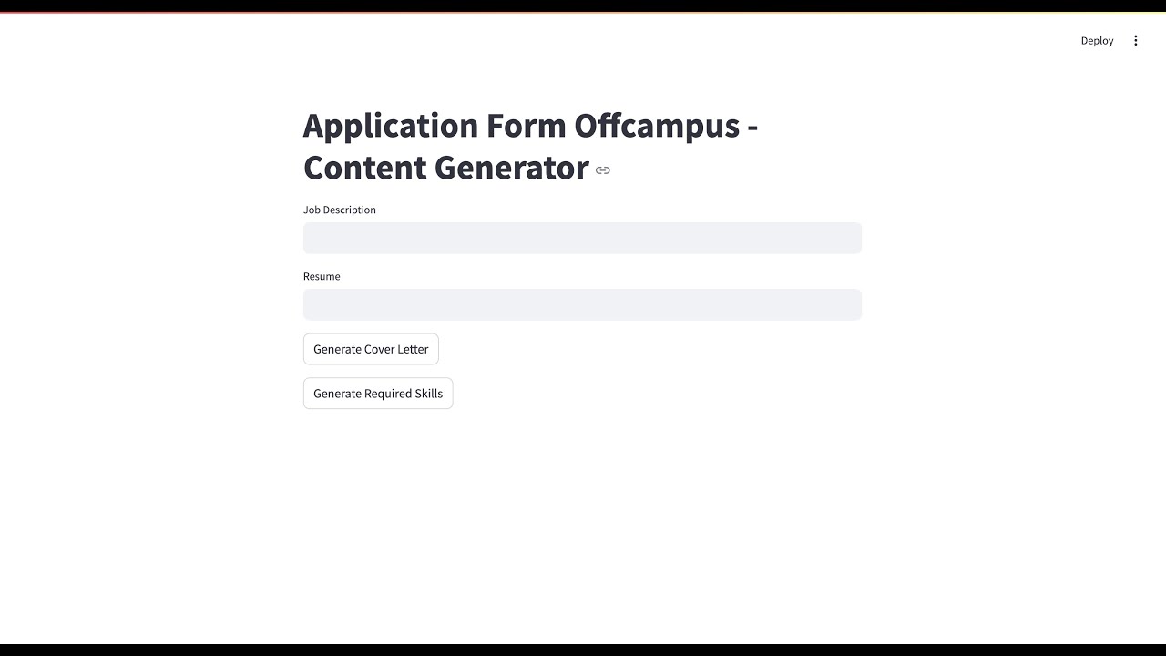 Application Form Offcampus - Content Generator Demo