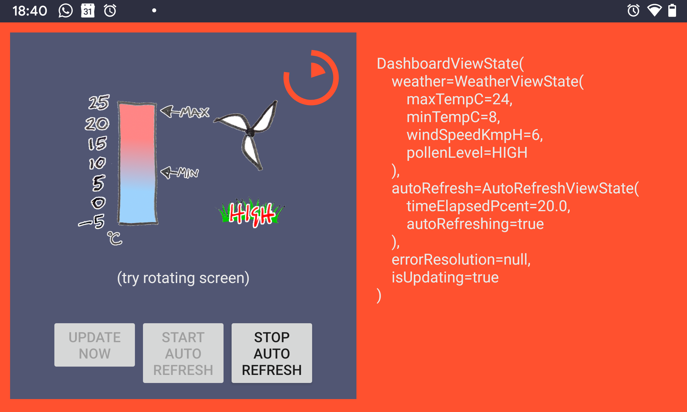 weather dashboard sample app UI