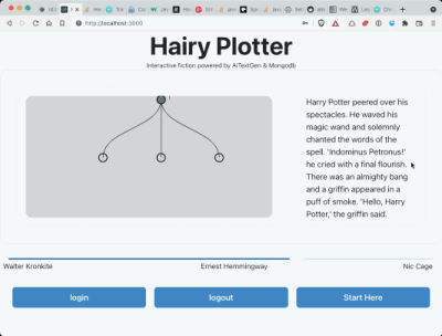 Video showing story text updated as selected nodes generate children