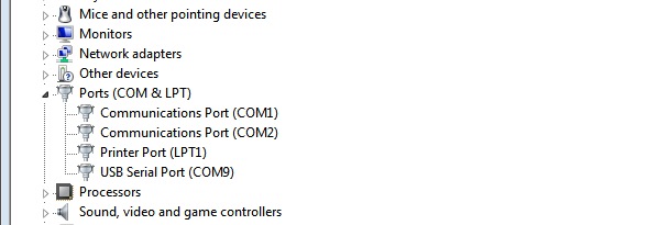 Windows Device Manager ports