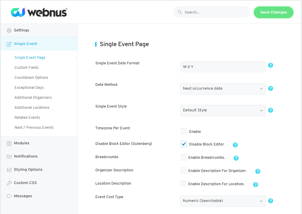 WordPress Event Calendar - Settings 05