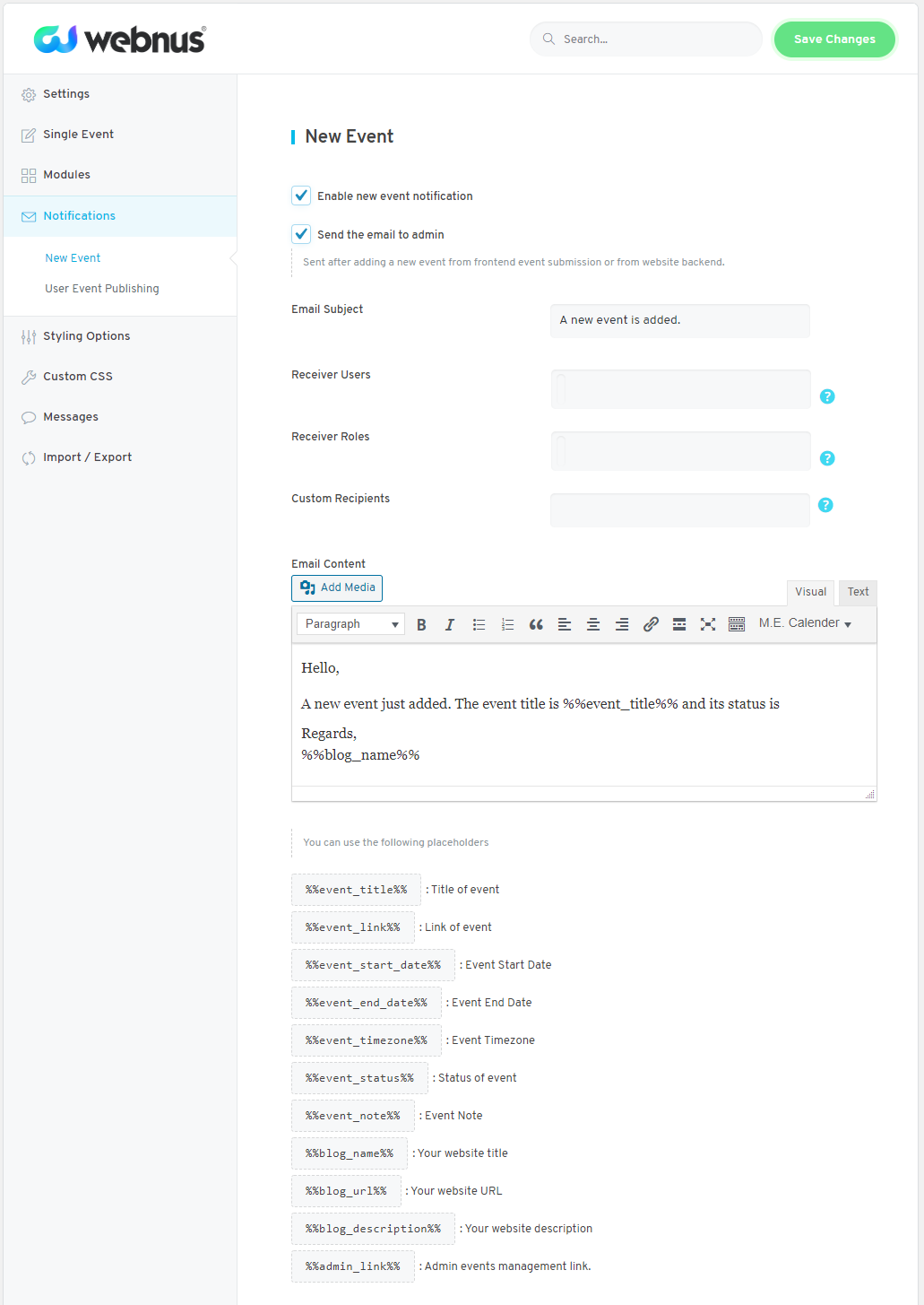 WordPress Event Calendar - Settings 08