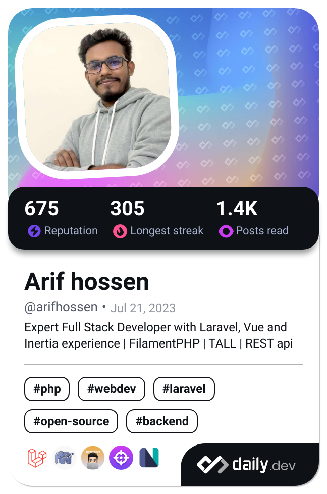 Arif hossen's Dev Card