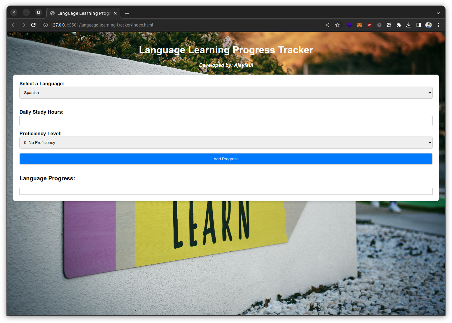 GitHub - ajayfaul/language-learning-progress-tracker: Simple progress ...