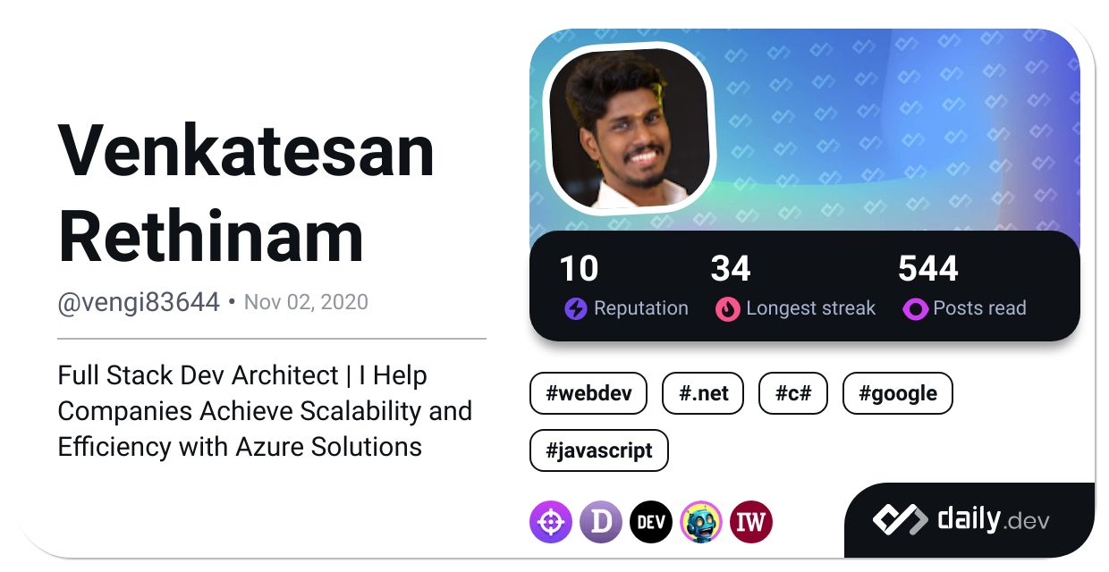 Venkatesan Rethinam's Dev Card