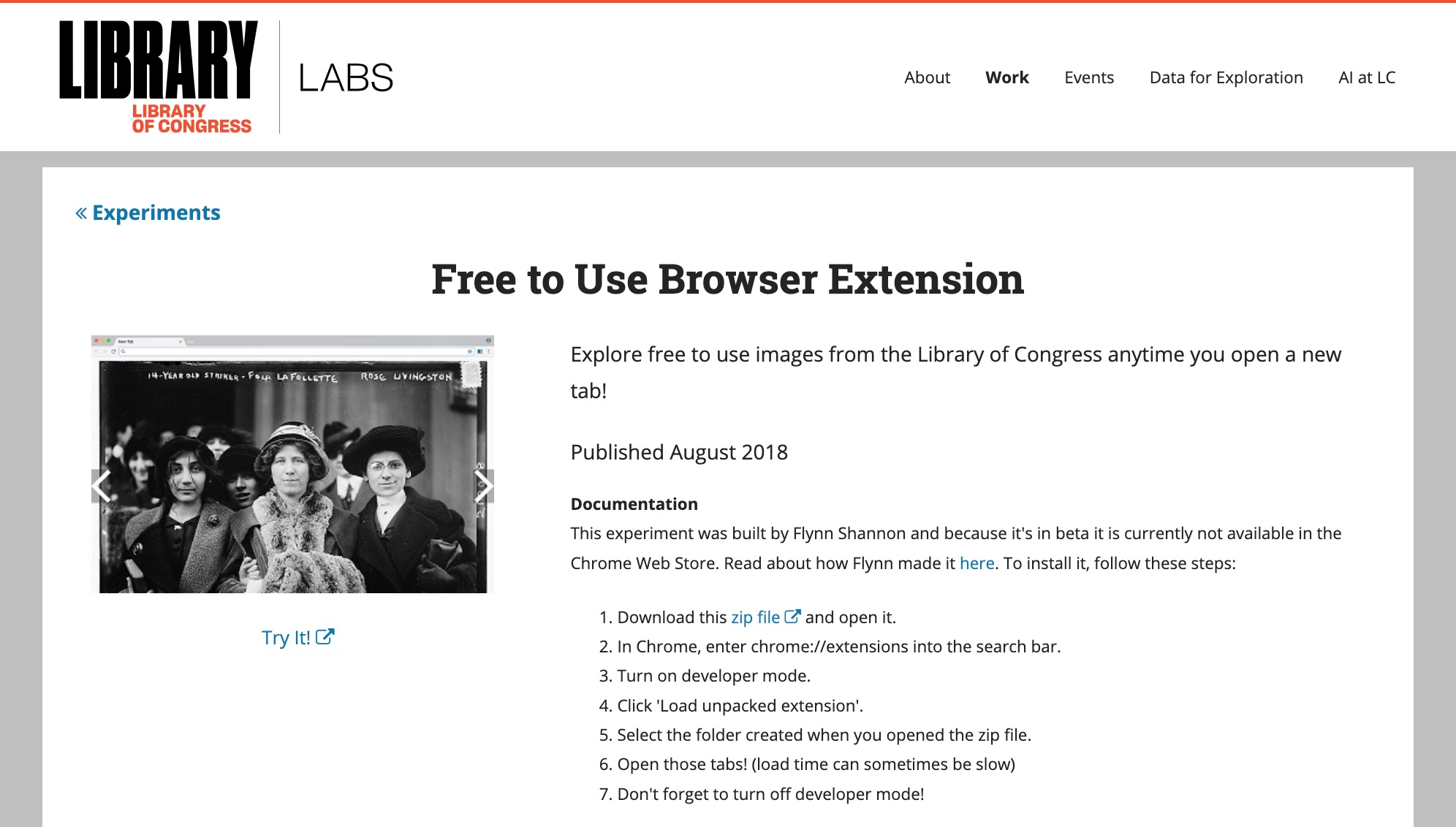 Library of Congress Labs Free to Use Browser Extension