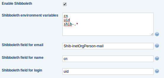 Shibboleth configurations in the user interface