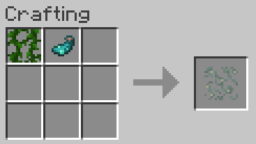 To craft 1 glow lichen, place 1 vine with 1 glow ink sac shapelessly