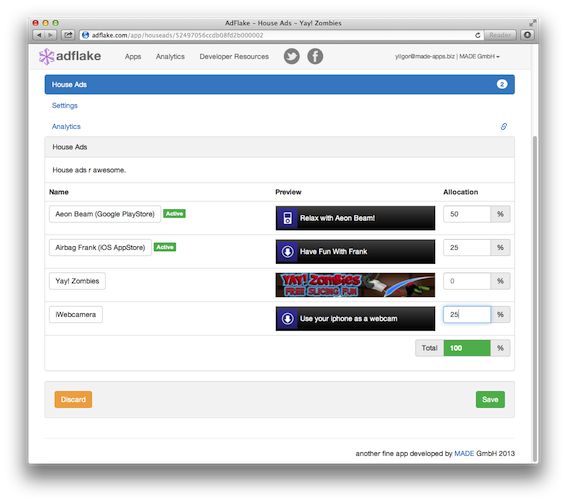 House Ad Settings Example