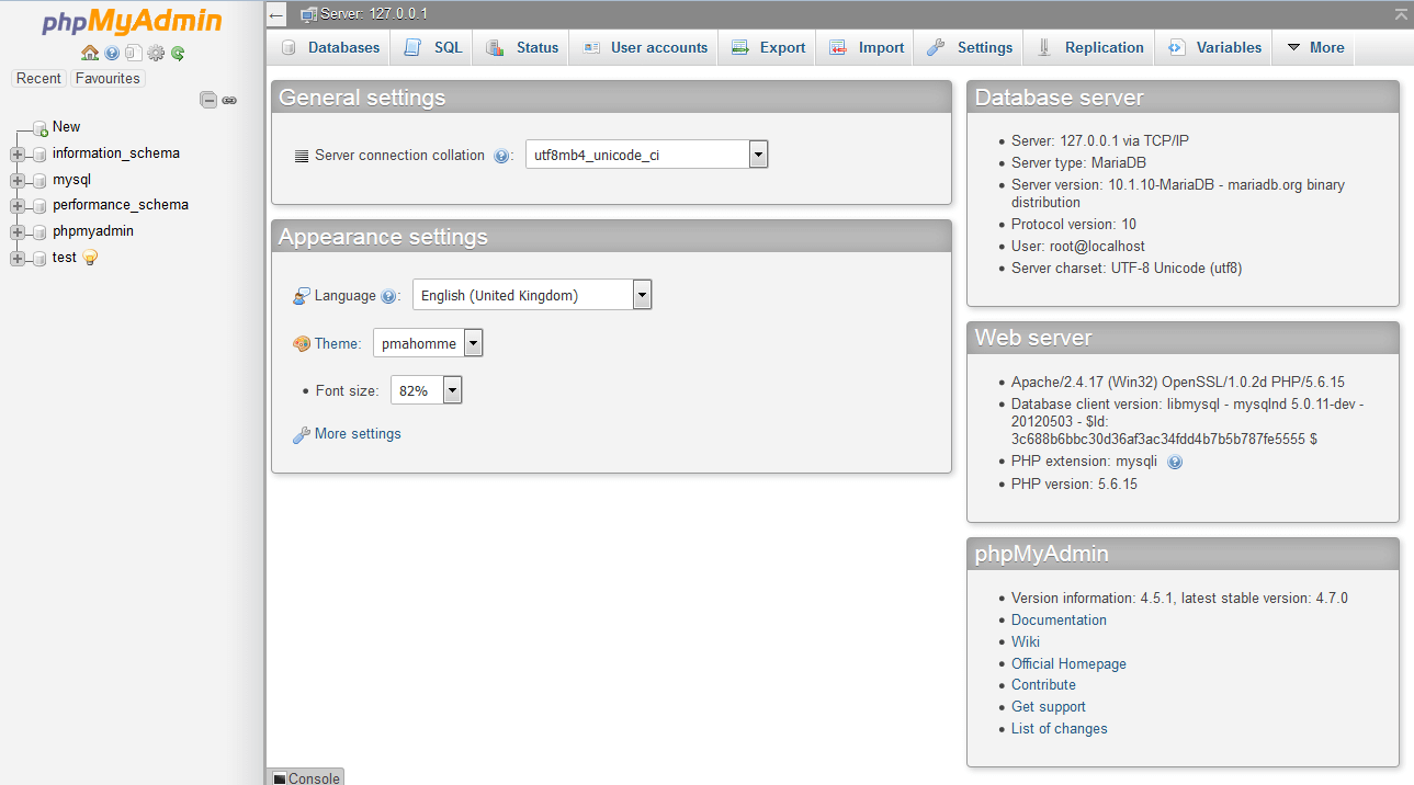 XAMPP Control Panel