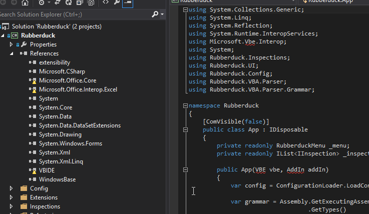 Rubberduck Solution's references in Visual Studio. Taken from http://chat.stackexchange.com/transcript/message/18984962#18984962