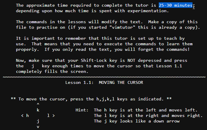 Vim tutor