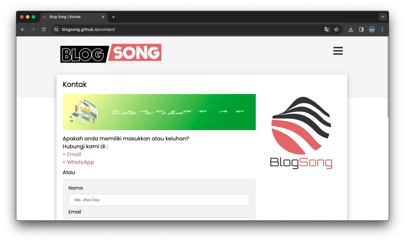 Blog Song | Screenshot Website