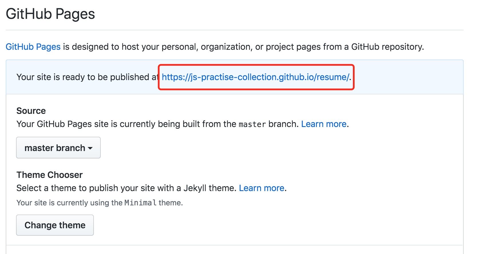 github pages url