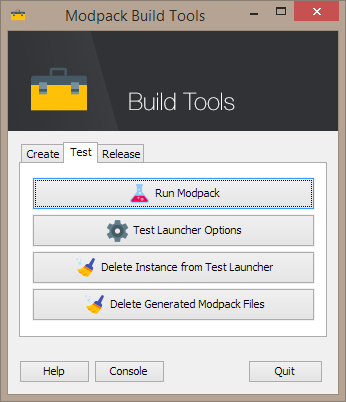 Test Tab in Build Tools