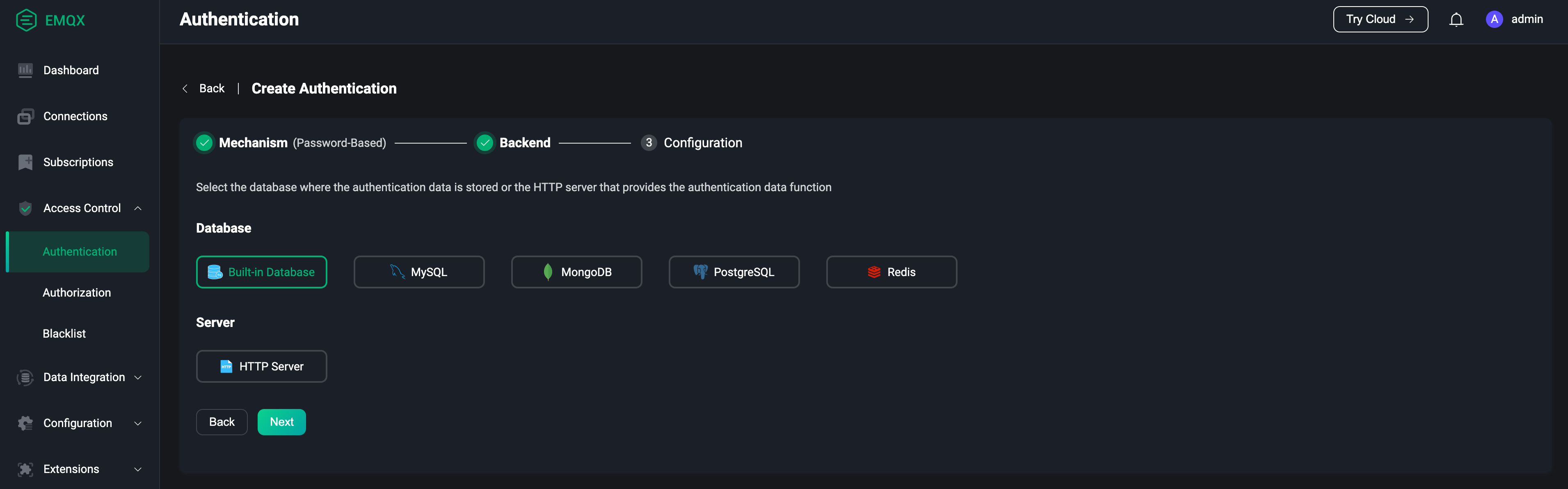 MQTT Authentication Built-in Database