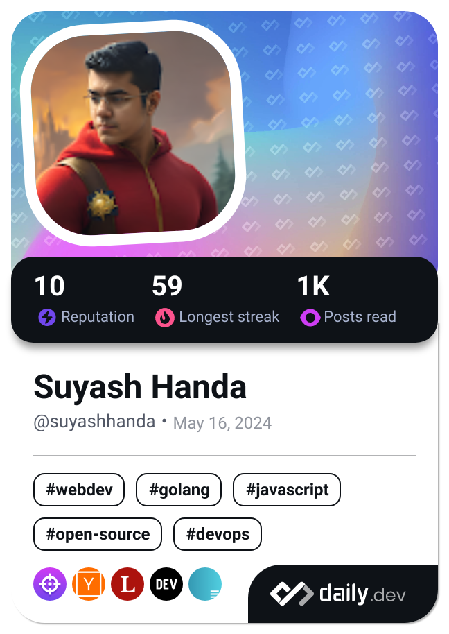 Suyash Handa's Dev Card